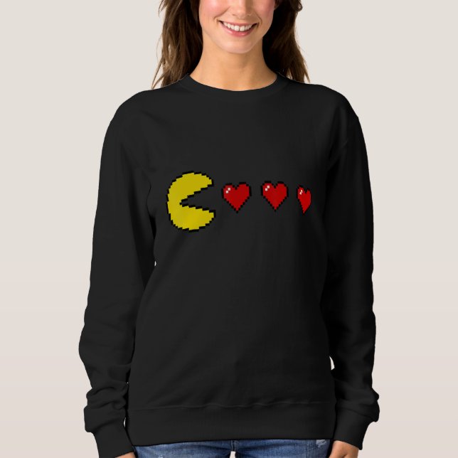 Classic 80s Retro Arcade 8 bit Game Valentine Hear Sweatshirt (Front)