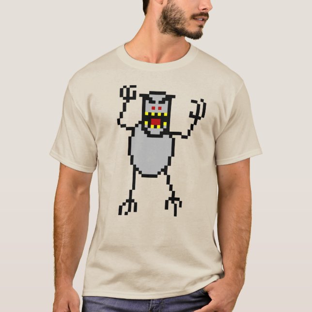 Classic 8-Bit Retro Ski Free Yeti T-Shirt (Front)