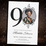 Classic 90th Birthday Black and White Custom Photo Invitation<br><div class="desc">Classic 90th Birthday Black and White Custom Photo Invitation. Embark on a journey of timeless celebration with our Classic Black and White milestone birthday invitation. The design exudes sophistication with a vintage flourish, blending classic charm seamlessly. Your cherished memories take center stage with the custom photo feature, adding a personal...</div>