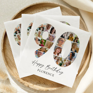Classic 90th Birthday Photo Party Napkins