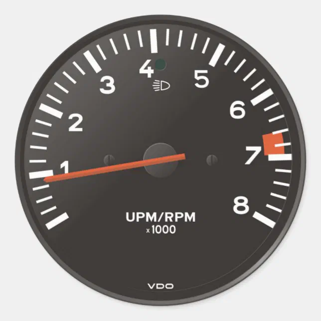 Rev Machine Sticker Classic 911 rev counter (old air-cooled car) round sticker | Zazzle