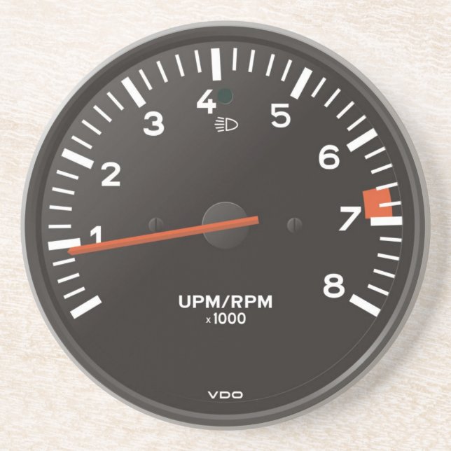 Classic 911 rev counter (old air-cooled car) sandstone coaster (Front)
