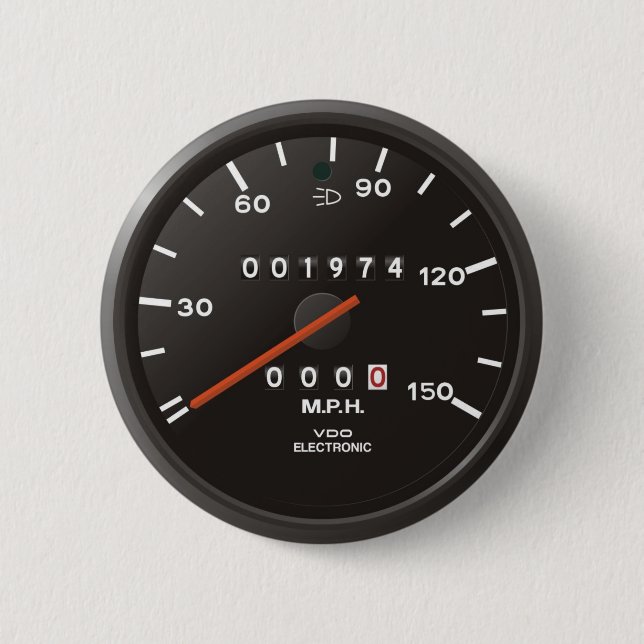 Classic 911 speedometer (old air-cooled car) pinback button (Front)