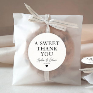 Classic A Sweet Thank You Heart Wedding Name Favor Classic Round Sticker
