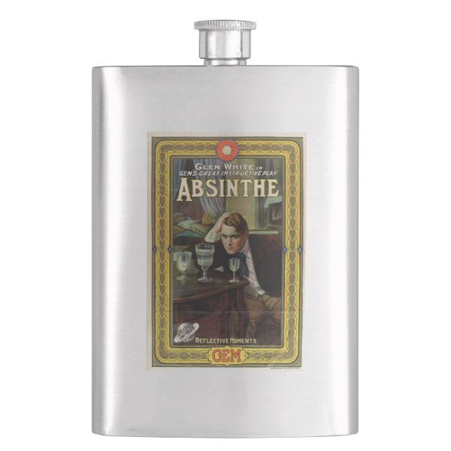 Classic Absinthe Poster  Flask (Front)