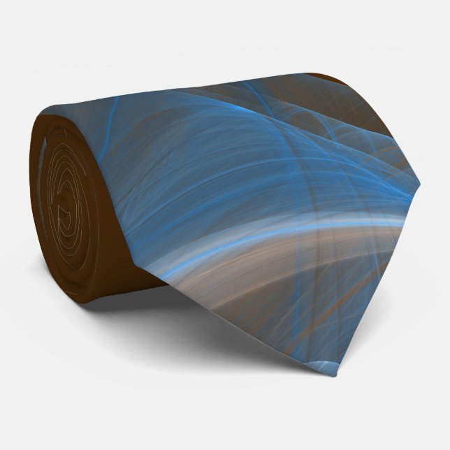 Classic Abstract Elegant Blue/Brwn Fractal Necktie (Rolled)