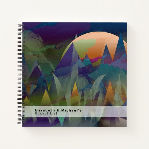 Classic Abstract Mountains BUCKET LIST Custom Gift Notebook
