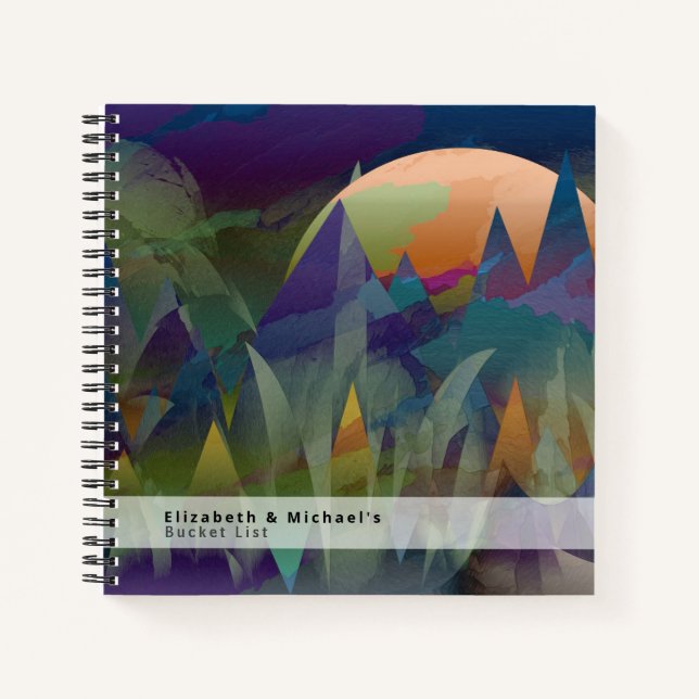 Classic Abstract Mountains BUCKET LIST Custom Gift Notebook (Front)