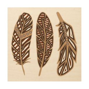 Classic Abstract Peacock Feathers for Living Room Wood Wall Art