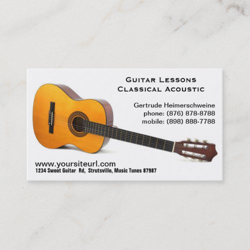 Classic Acoustic Guitar Photo - Music Lessons Business Cards