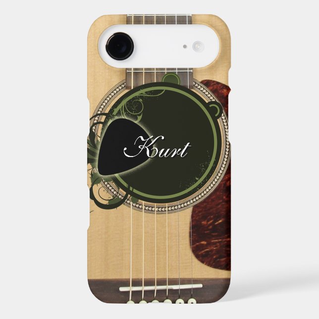 Classic Acoustic Guitar with custom monogram name Case-Mate iPhone Case (Back)