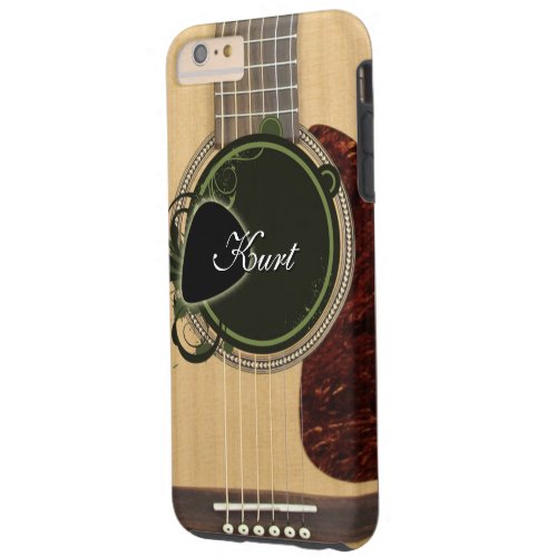 Classic Acoustic Guitar with custom monogram name Tough iPhone 6 Plus Case