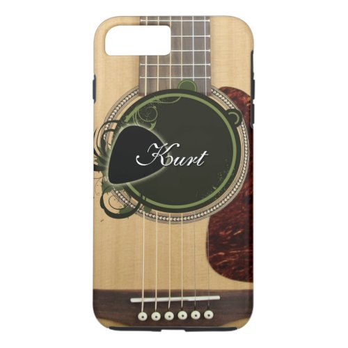 Classic Acoustic Guitar with custom monogram name iPhone 8 Plus7 Plus Case