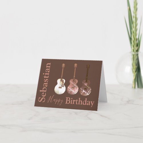 Classic Acoustic Guitars Rustic Personalized Card