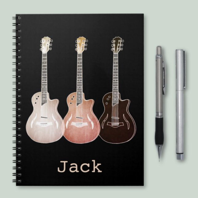 Classic Acoustic Guitars Vintage Art Name Jack Notebook (Creator Uploaded)