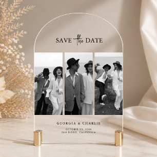 Classic Acrylic Save the Date 3 Photo Arch Wedding