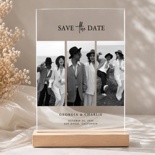 Classic Acrylic Save the Date 3 Photo Wedding