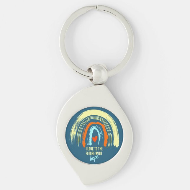 CLASSIC AFFIRMATION QUOTE RETRO BOHO RAINBOW METAL KEYCHAIN (Front)