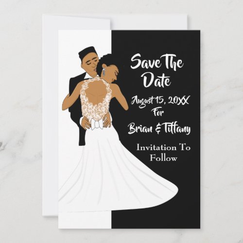 Classic African American Bride  Groom Invitation