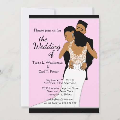 Classic African American Bride  Groom Wedding In Invitation