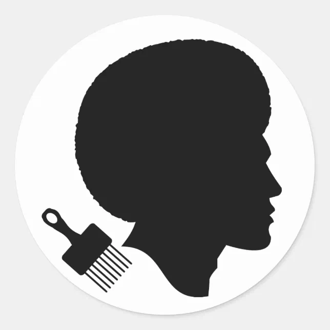 Classic Afro Man Silhouette Classic Round Sticker 