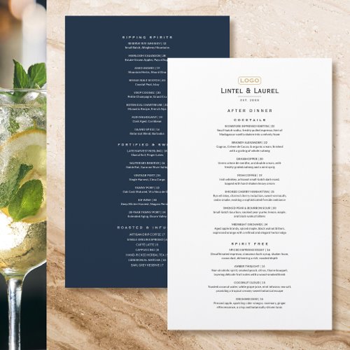 Classic After Dinner Drinks Navy Chic Restaurant Menu