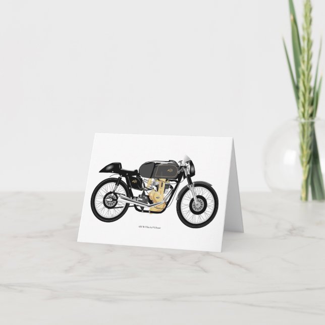 Classic AJS 7R motorcycle greeting card. Thank You Card (Front)