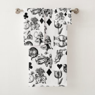 Classic Alice adventures in wonderland characters Bath Towel Set