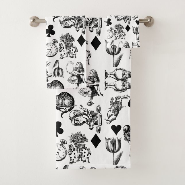 Classic Alice adventures in wonderland characters Bath Towel Set (Insitu)