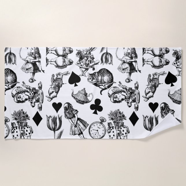 Classic Alice adventures in wonderland characters Beach Towel (Front)