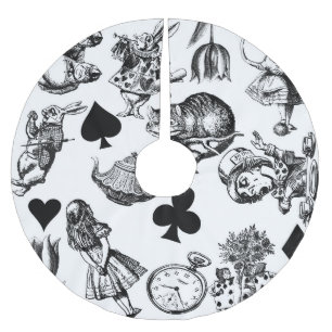 Classic Alice adventures in wonderland characters Brushed Polyester Tree Skirt