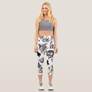 Classic Alice adventures in wonderland characters Capri Leggings