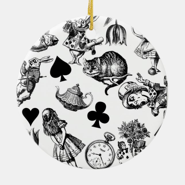 Classic Alice adventures in wonderland characters Ceramic Ornament (Back)