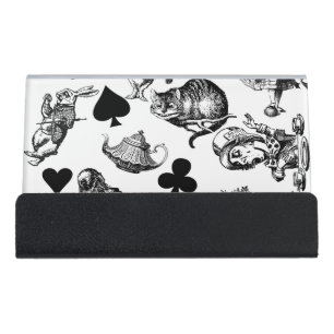 Classic Alice adventures in wonderland characters Desk Business Card Holder
