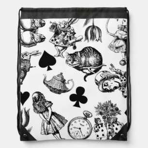 Classic Alice adventures in wonderland characters Drawstring Bag
