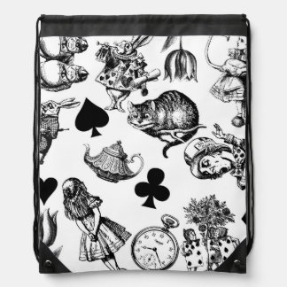 Classic Alice adventures in wonderland characters Drawstring Bag