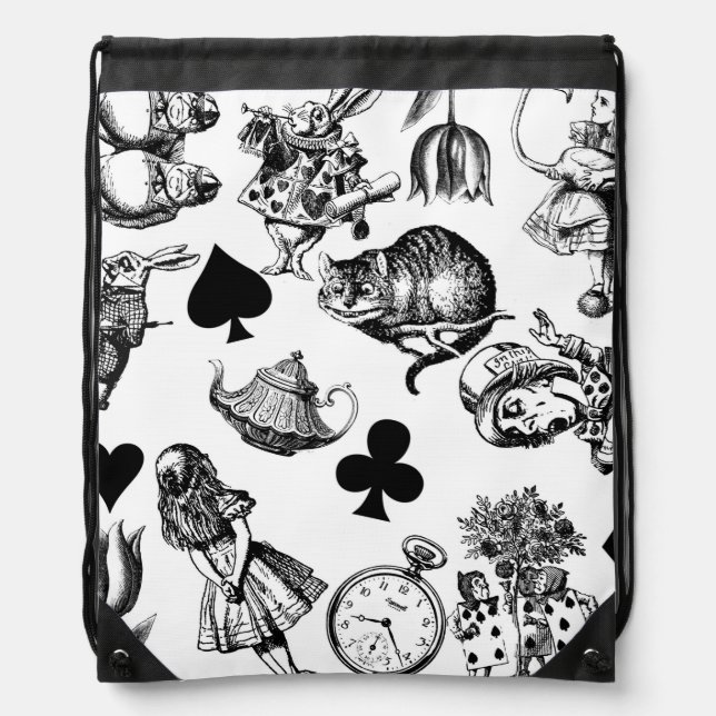 Classic Alice adventures in wonderland characters Drawstring Bag (Front)
