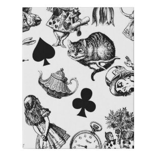 Classic Alice adventures in wonderland characters Faux Canvas Print