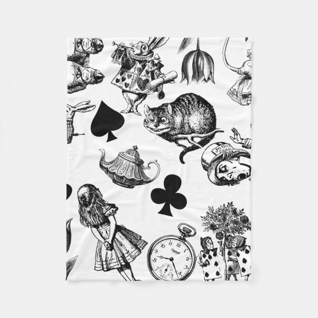 Classic Alice adventures in wonderland characters Fleece Blanket (Front)