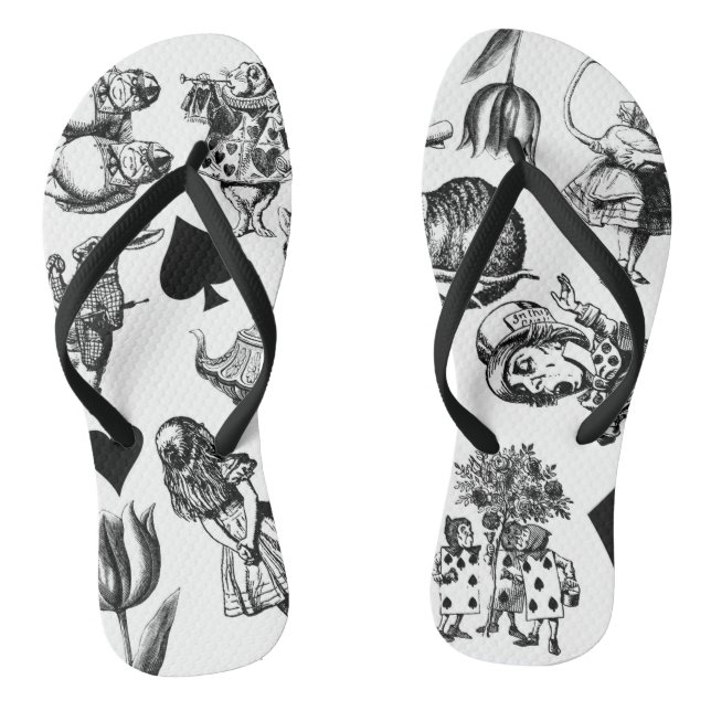 Classic Alice adventures in wonderland characters Flip Flops (Footbed)
