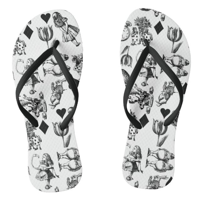 Classic Alice adventures in wonderland characters Flip Flops (Footbed)