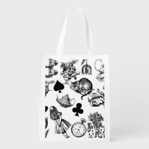 Classic Alice adventures in wonderland characters Grocery Bag
