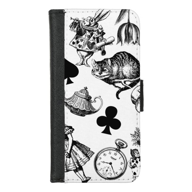 Classic Alice adventures in wonderland characters iPhone Wallet Case (Front)