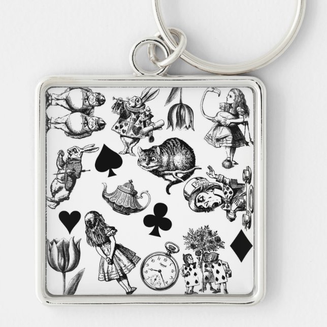 Classic Alice adventures in wonderland characters Keychain (Front)