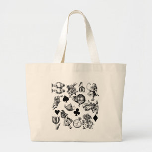 Classic Alice adventures in wonderland characters Large Tote Bag