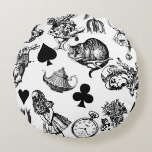 Classic Alice adventures in wonderland characters Round Pillow