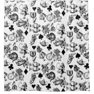 Classic Alice adventures in wonderland characters Shower Curtain