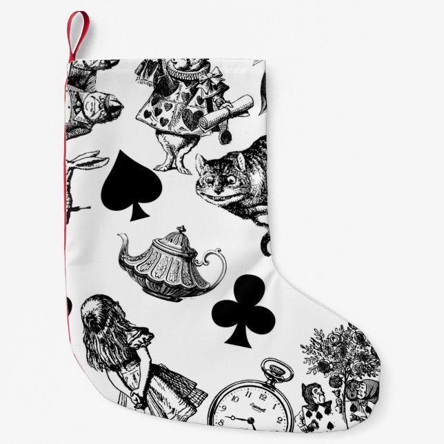 Classic Alice adventures in wonderland characters Small Christmas Stocking (Front)