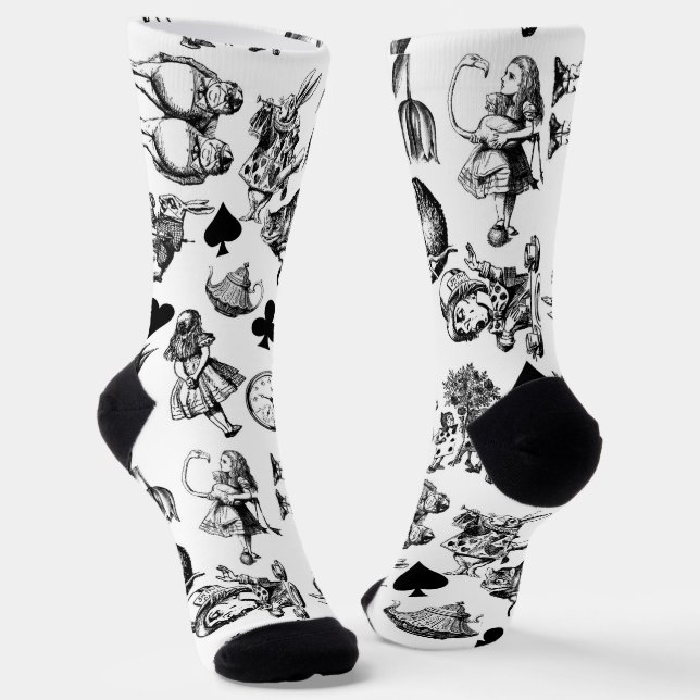Classic Alice adventures in wonderland characters Socks (Angled)