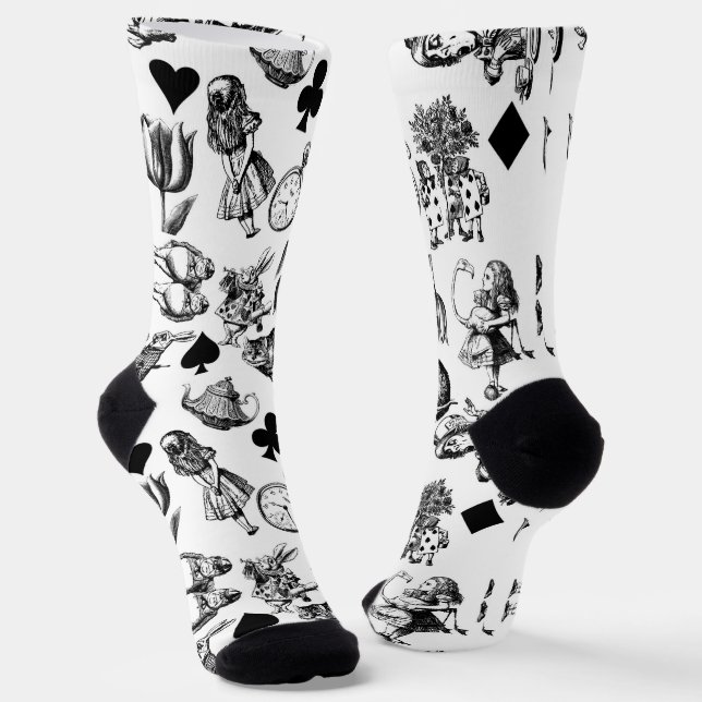 Classic Alice adventures in wonderland characters Socks (Angled)